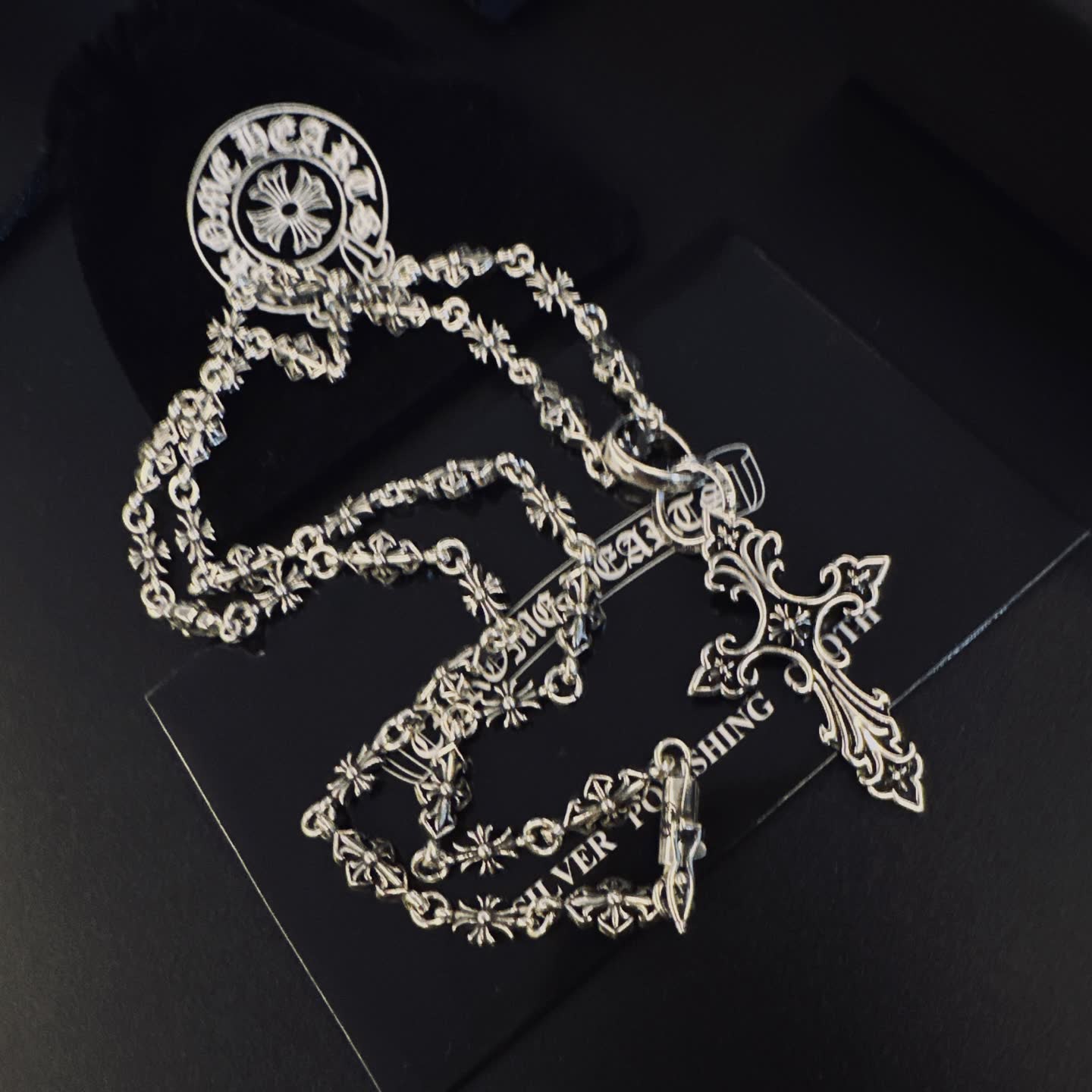 Chrome Hearts Silver Cross Pendant Necklace